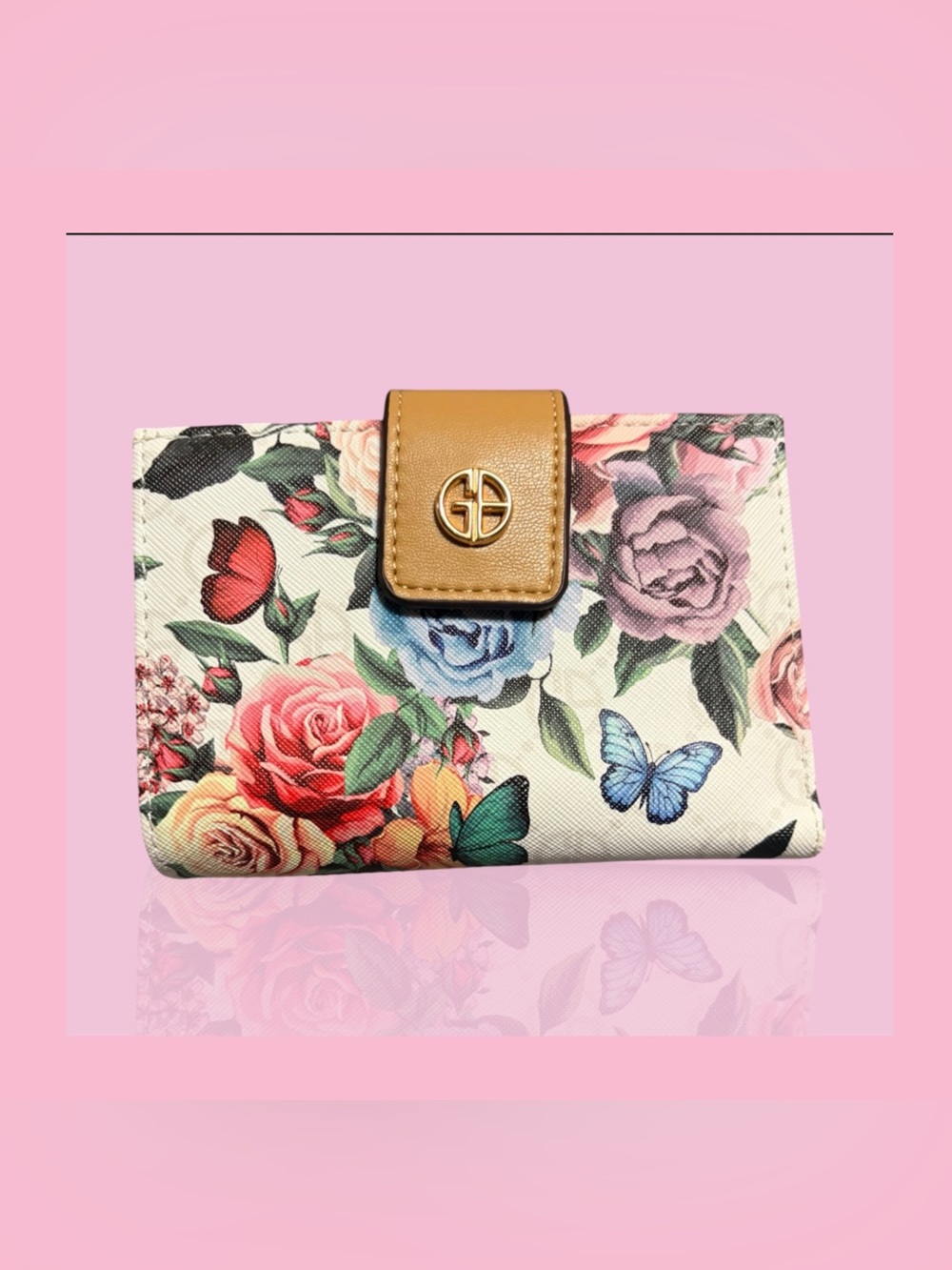 Giani Bernini Floral Butterfly Wallet with Tan Snap